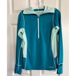 Patagonia All Weather Zip-Neck Hoody Top Tobago Blue 1/2 Zip 24207 Womens Medium